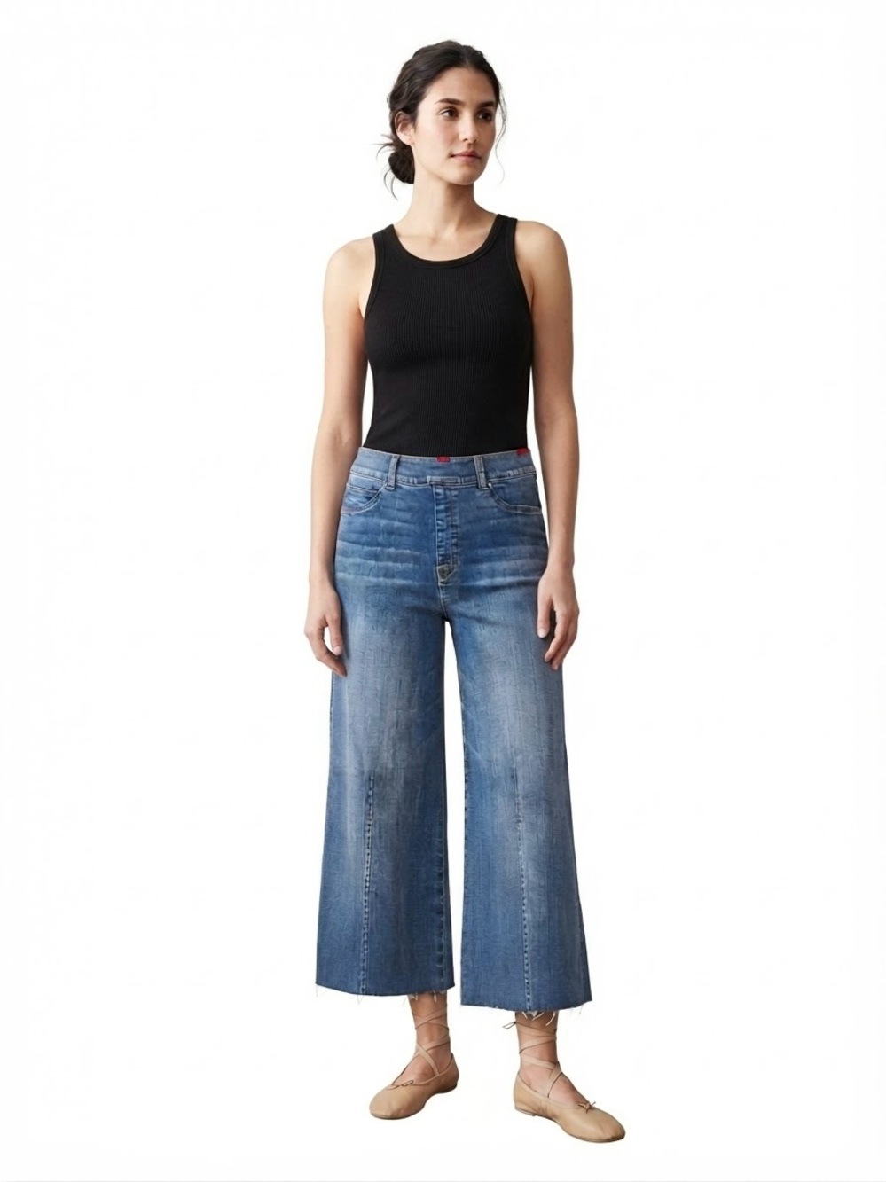 SPANX Jeans Seamed Front Wide Leg Denim Cropped